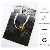 yanfind Great Martin Canvas Tote Bag Double Cliff Outdoors Rock Greece Observation Deck Kalabaka Valley Meteora Geological Formation Light white-style1 38×41cm