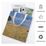yanfind Great Martin Canvas Tote Bag Double Field Grassland Outdoors Savanna Wildlife Landscape Grass Plant Countryside Tree Cattle Cow white-style1 38×41cm