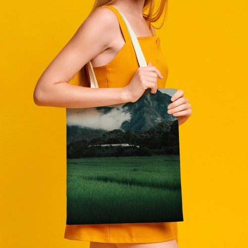 yanfind Great Martin Canvas Tote Bag Double Field Grassland Outdoors Countryside Paddy Grey Chiang Thalande Trip Cloud white-style1 38×41cm