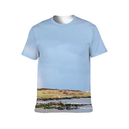 yanfind Adult Full Print T-shirts (men And Women) Abandoned Beach Calm Cloudy Coast Colorful Empty Foggy Freedom Gloomy Grassy