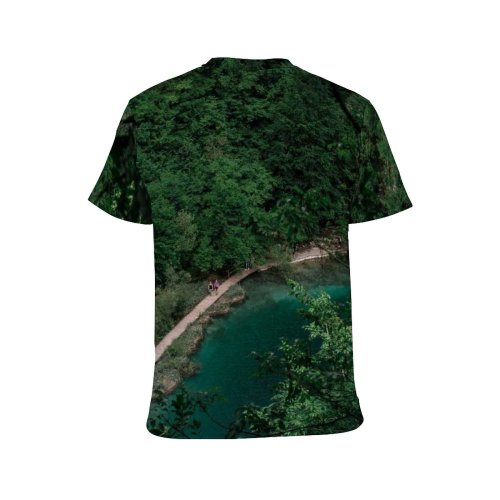 yanfind Adult Full Print T-shirts (men And Women) Amazing Aqua Azure Bay Breathtaking Calm Coast Daylight Foliage Forest From Above