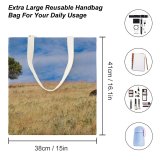yanfind Great Martin Canvas Tote Bag Double Field Grassland Outdoors Savanna Wildlife Landscape Grass Plant Countryside Tree Cattle Cow white-style1 38×41cm