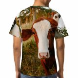 yanfind Adult Full Print T-shirts (men And Women) Agriculture Farming Portrait Bovine Cow Grass Calf Cattle Countryside Farm Farmland Field