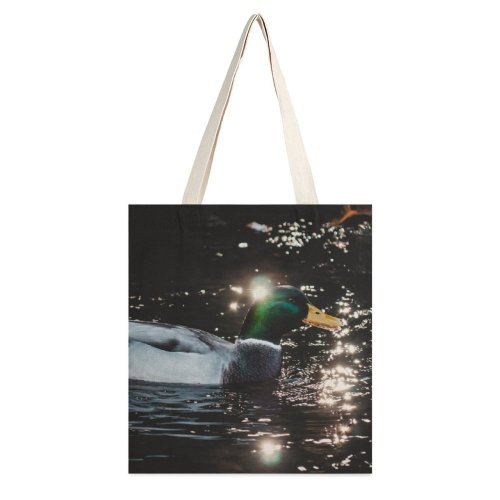 yanfind Great Martin Canvas Tote Bag Double Duck Birds Mallard Waterfowl Fauna Eating River Uksnow white-style1 38×41cm