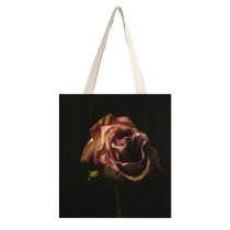 yanfind Great Martin Canvas Tote Bag Double Flower Plant Rose white-style1 38×41cm