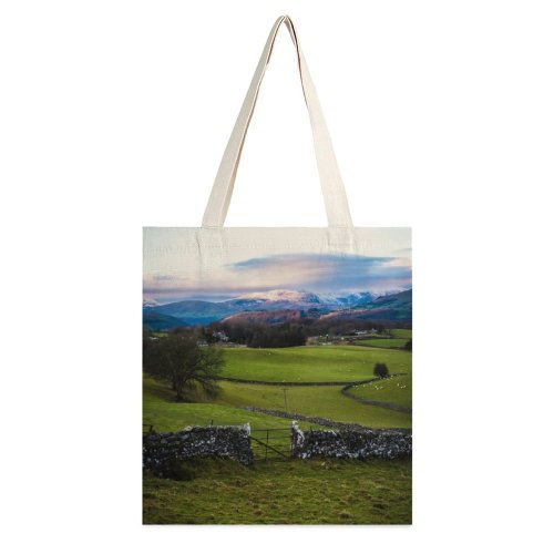 yanfind Great Martin Canvas Tote Bag Double Field Outdoors Grassland Countryside Farm Rural Meadow Cunswick Scar Uk Pasture white-style1 38×41cm
