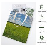 yanfind Great Martin Canvas Tote Bag Double Field Grassland Outdoors Countryside Paddy Plant Vegetation Sky Azure Land Creative Commons white-style1 38×41cm