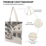 yanfind Great Martin Canvas Tote Bag Double Building Housing Outdoors Cottage Snow Grey Plant Tree Winter Fir Abies white-style1 38×41cm