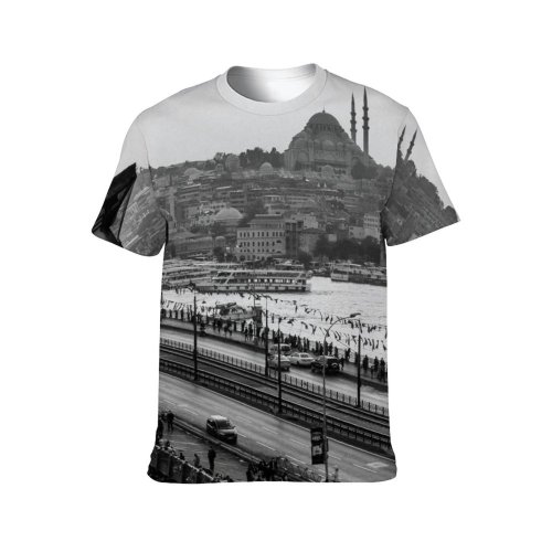yanfind Adult Full Print T-shirts (men And Women) Amazing Ancient Architecture Attract Boat Building Bw City Cityscape Cloudy