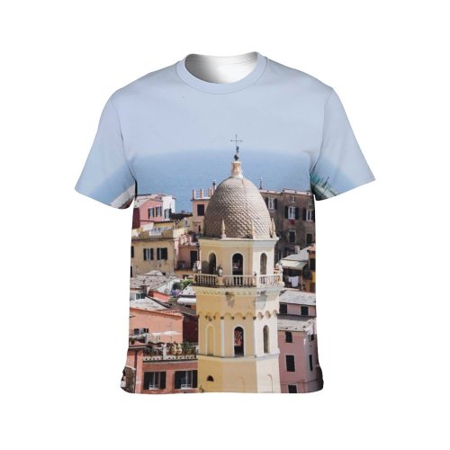 yanfind Adult Full Print T-shirts (men And Women) Accommodation Aged Architecture Beach Building Coast Colorful Construction Destination District Dwell Estate