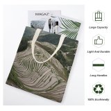 yanfind Great Martin Canvas Tote Bag Double Field Outdoors Grassland Paddy Countryside Scenery Grey Birds Wildlife Zebra Landscape Rural white-style1 38×41cm