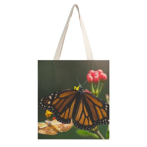 yanfind Great Martin Canvas Tote Bag Double Butterfly Insect Invertebrate Monarch Lake Atitlán Guatemala Wing Flower Insects Plant white-style1 38×41cm