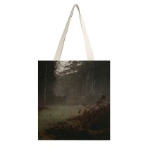 yanfind Great Martin Canvas Tote Bag Double Countryside Outdoors Building Rural Art United Housing Hut Tree Plant Fog white-style1 38×41cm