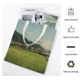 yanfind Great Martin Canvas Tote Bag Double Field Grassland Outdoors Countryside Paddy Train Transportation Vehicle Anime Japan Rural Plant white-style1 38×41cm