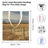 yanfind Great Martin Canvas Tote Bag Double Field Grassland Outdoors Countryside Road Fence Cloud Sky Scenery Perspective Canterbury white-style1 38×41cm