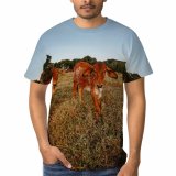 yanfind Adult Full Print T-shirts (men And Women) Agriculture Farming Bovine Cow Grass Calf Cattle Countryside Farm Farmland Field Grassland