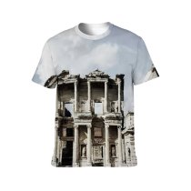 yanfind Adult Full Print T-shirts (men And Women) Aged Ancient Architecture Art Atmosphere Building Celsus City Cloudy Column Space