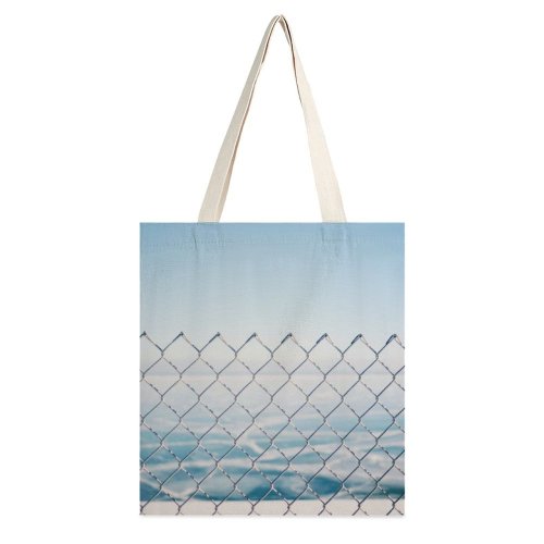 yanfind Great Martin Canvas Tote Bag Double Fence Chicago United States Fog Mist Cloud Landscape Snow Chainlink Winter Purple white-style1 38×41cm