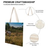yanfind Great Martin Canvas Tote Bag Double Field Grassland Outdoors Horse Countryside Farm Grazing Meadow Pasture Ranch Rural Pontevedra white-style1 38×41cm