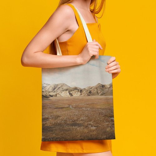 yanfind Great Martin Canvas Tote Bag Double Field Grassland Outdoors Frieland Ae Fjallabaki Landmannaleie Iceland Basin Plateau Grey white-style1 38×41cm