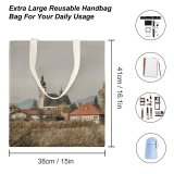 yanfind Great Martin Canvas Tote Bag Double Building Architecture Spire Steeple Roof Outdoors Countryside Rural Sky Town Chapel white-style1 38×41cm