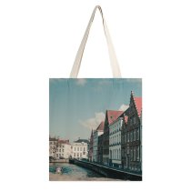 yanfind Great Martin Canvas Tote Bag Double Building Bruges Belgium Grey Street City Spring Buildings Boat Sunlight white-style1 38×41cm