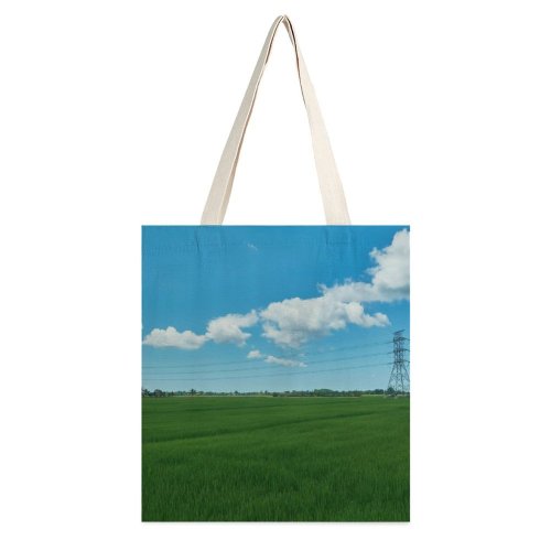 yanfind Great Martin Canvas Tote Bag Double Field Grassland Outdoors Countryside Sekinchan Selangor Malaysia Paddy white-style1 38×41cm