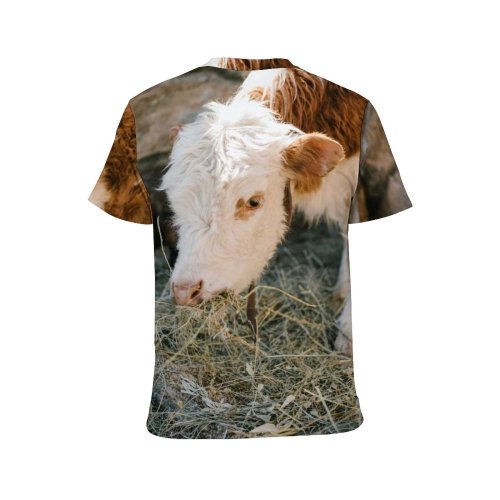 yanfind Adult Full Print T-shirts (men And Women) Agriculture Bovine Calf Cattle Countryside Cow Cute Dairy Eat Farm Farmland