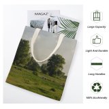 yanfind Great Martin Canvas Tote Bag Double Field Grassland Outdoors Cow Cattle Countryside Farm Rural Meadow Pasture Ranch Grazing white-style1 38×41cm