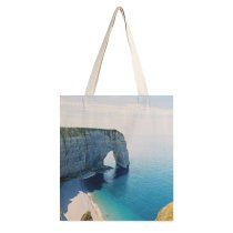 yanfind Great Martin Canvas Tote Bag Double Cliff Outdoors Promontory Étretat Francia Scenery Sea Ocean Coast Sand Summer France white-style1 38×41cm