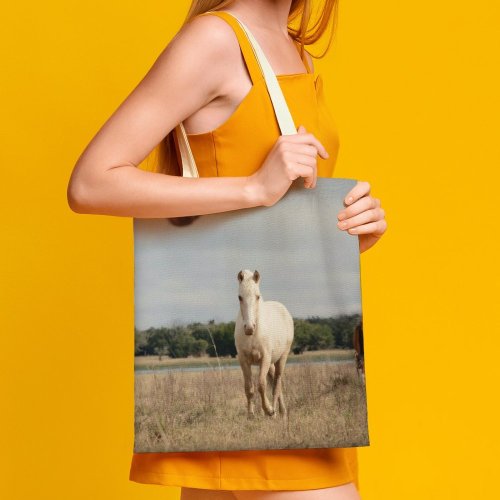 yanfind Great Martin Canvas Tote Bag Double Field Grassland Outdoors Horse Countryside Farm Rural Pasture Meadow Ranch Ramón white-style1 38×41cm