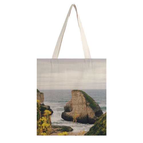 yanfind Great Martin Canvas Tote Bag Double Cliff Outdoors Shark Fin Cove Ocean Davenport United States Promontory Beach Coast white-style1 38×41cm