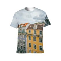 yanfind Adult Full Print T-shirts (men And Women) Aged Architecture Building Calm Canal Channel City Cloudy Colorful Condominium Construction District