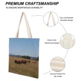 yanfind Great Martin Canvas Tote Bag Double Cattle Cow Field Grassland Outdoors Countryside Farm Rural Pasture Meadow Ranch Grazing white-style1 38×41cm