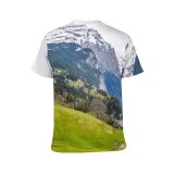 yanfind Adult Full Print T-shirts (men And Women) Altitude Amazing Breathtaking Calm Cliff Cloudy Cottage Countryside Grass Greenery Highland