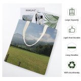 yanfind Great Martin Canvas Tote Bag Double Field Outdoors Grassland Countryside Farm Rural Pasture Meadow Ranch Grass Plant Grazing white-style1 38×41cm