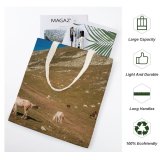 yanfind Great Martin Canvas Tote Bag Double Field Grassland Outdoors Horse Cattle Cow Countryside Farm Grazing Meadow Pasture Ranch white-style1 38×41cm