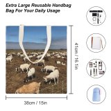 yanfind Great Martin Canvas Tote Bag Double Field Grassland Outdoors Countryside Farm Rural Grazing Meadow Pasture Ranch Cattle Cow white-style1 38×41cm