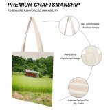 yanfind Great Martin Canvas Tote Bag Double Field Outdoors Grassland Countryside Paddy Rural Plant Vegetation Shirakawa white-style1 38×41cm