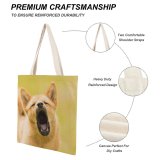 yanfind Great Martin Canvas Tote Bag Double Dog Pet Kainulasjrvi Sweden Yawning Barking Golden Fur Mouth Chow Stock white-style1 38×41cm