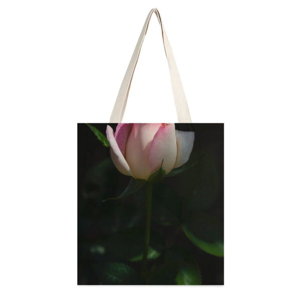 yanfind Great Martin Canvas Tote Bag Double Flower Plant Rose Love Petals Valentine Romance Bloom Floral Grey white-style1 38×41cm
