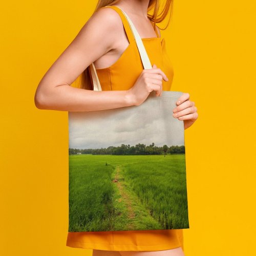 yanfind Great Martin Canvas Tote Bag Double Field Grassland Outdoors Countryside Paddy Kerala India Plant Vegetation Farm Rural Creative white-style1 38×41cm