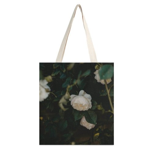 yanfind Great Martin Canvas Tote Bag Double Flower Plant Rose Peony Petal Geranium Grey white-style1 38×41cm