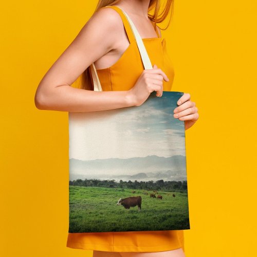 yanfind Great Martin Canvas Tote Bag Double Cattle Cow Field Grassland Outdoors Countryside Farm Rural Grazing Meadow Pasture Ranch white-style1 38×41cm