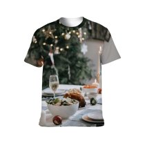 yanfind Adult Full Print T-shirts (men And Women) Alcohol Appetizing Blurred Bottle Burn Candle Celebrate Champagne Chandelier Christmas Creative