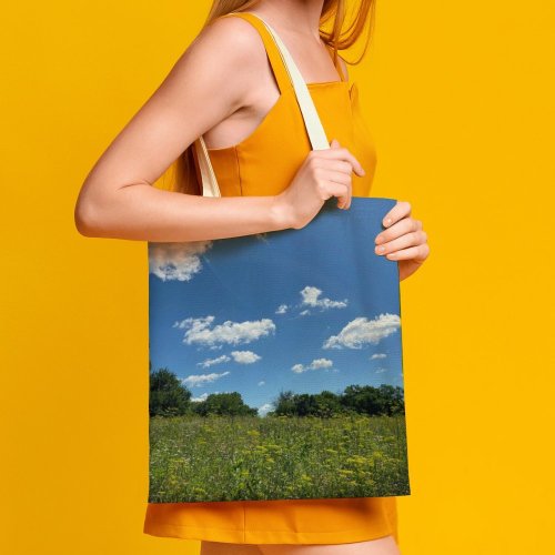 yanfind Great Martin Canvas Tote Bag Double Field Grassland Outdoors Countryside Farm Meadow Rural Wilmington United States Azure Sky white-style1 38×41cm