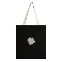 yanfind Great Martin Canvas Tote Bag Double Flower Plant Rose Grey Cotton white-style1 38×41cm
