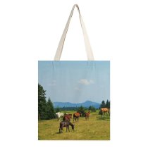 yanfind Great Martin Canvas Tote Bag Double Cattle Cow Field Grassland Outdoors Countryside Farm Rural Horse Pasture Meadow Ranch white-style1 38×41cm