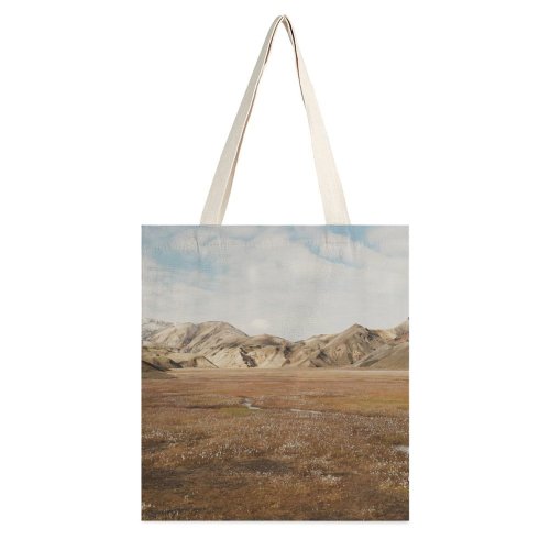 yanfind Great Martin Canvas Tote Bag Double Field Grassland Outdoors Frieland Ae Fjallabaki Landmannaleie Iceland Basin Plateau Grey white-style1 38×41cm