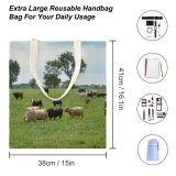yanfind Great Martin Canvas Tote Bag Double Cow Cattle Grassland Field Outdoors Countryside Farm Rural Pasture Ranch Meadow Sheep white-style1 38×41cm